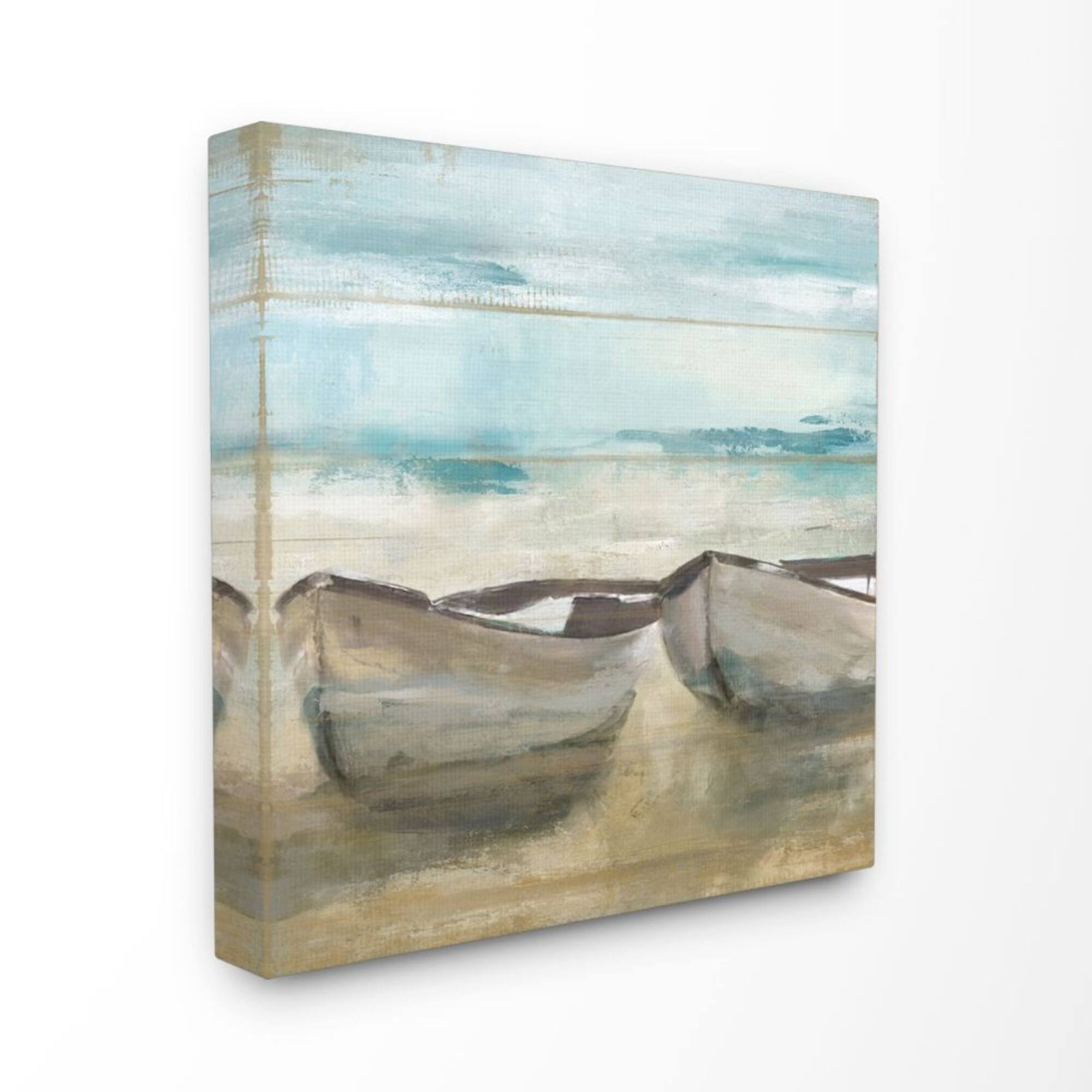 Stupell Industries Lake Boat Beach Landscape Canvas Wall Art